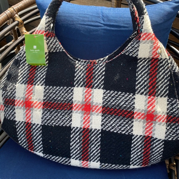 ♥️ ♠️ Kate Spade Shon Ruby Park Plaid Hobo Bag - Picture 5 of 16